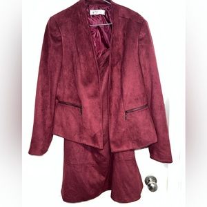 Burgundy 2-Piece Suede Suit